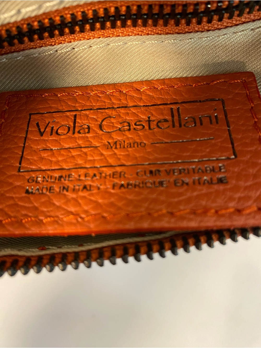 VIOLA CASTELLANI Orange Leather Convertible Handbag Crossbody Purse - Picture 10 of 10